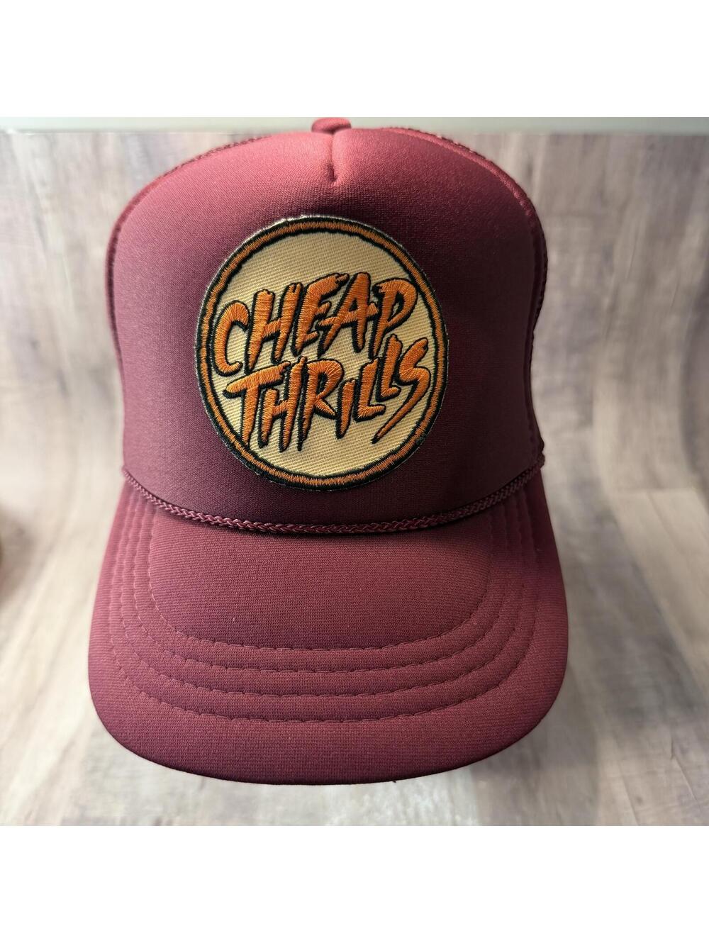 Cheap Thrills Trucker Hat Oliver Peck YOUTH Hat Maroon Snapback Mesh Back Cap